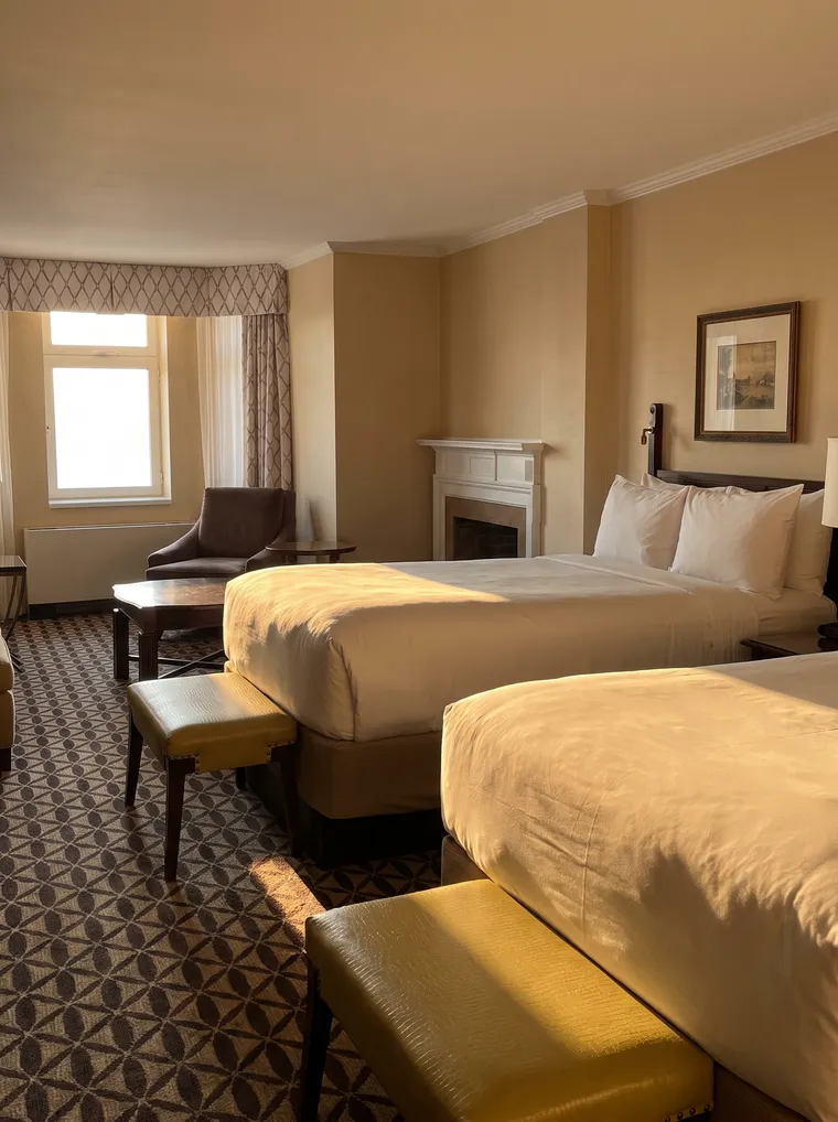 Une chambre à deux lits du Manoir Richelieu